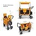 WONDERFOLD W4 Original Quad Stroller Wagon (4 Seater) - Collapsible Wagon Stroller with Seats with 5-Point Harnesses, Easy Access Zipper Door, and Removable Sun Canopy, Orange