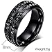 Men's Women's 8MM Wedding Bands Engagement Ring Stainless Steel Channel CZ Promise Rings for Him Black Size 8