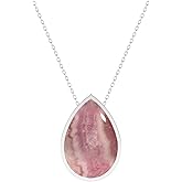 LUSTRE AND LIGHT Natural Rhodochrosite Slider Pendant Necklace for Women in Sterling Silver, October, November Birthstone Jewelry Gifts for Her Birthday, Anniversary, Christmas, Graduation