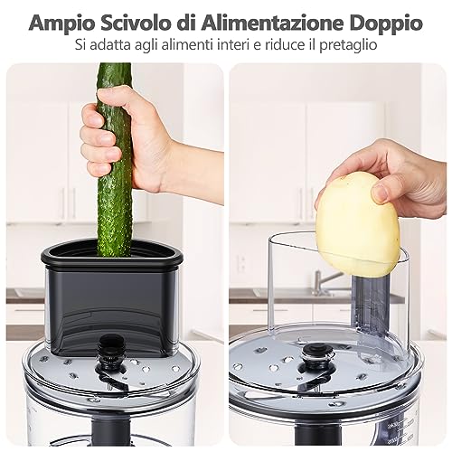 YASHE Multifunction Food Processor - Blender, Kneader, Chopper, Juicer, Kneading Machine with 2.5L Bowl and 1.5L Blender Jug, 3 Speeds with Pulse Function