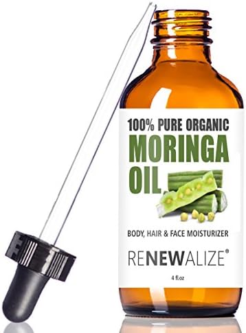 Organic Moringa Oil Facial Moisturizer – Unrefined Cold Pressed in large 4oz glass bottle | 100% Pure and Undiluted premium oleifera oil for hair, face and body
