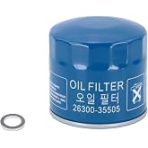 Kefly 26300-35505 Engine Oil Filters Fits for Hyundai Elantra Tucson Santa Fe Kia Sportage Forte Seltos, with Drain Plug Gasket (1 PCS)
