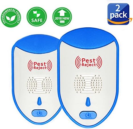 Ultrasonic Pest Repellent, 2Pack Electronic Pest Control Repeller Plug in Indoor Warehouse Home Animal No Kill Get Rid of Mosquito, Bed Bugs, Fly Cockroach Spider, Rats, Squirrel, Flea, Roaches, Rodent, Insect