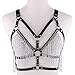 alisikee 2020 New Handmade Faux Leather Harness Bra, Metal Chain Tassel Body Caged Lock Bra Strap for Women, Black