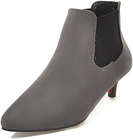 Aisun Women's Pointy Toe Booties - Stilettos Chelsea Boots - Elastic Pull On Kitten Heel