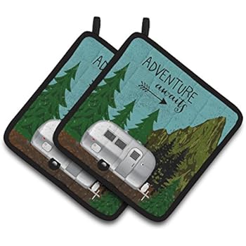 Caroline's Treasures VHA3022PTHD Airstream Camper Adventure Awaits Pair of Pot Holders, 7.5HX7.5W, Multicolor