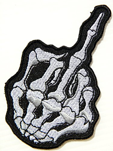 2pc Middle Finger Patches 5" | Realistic Skeleton Hand Patch | Small E