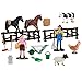 Migration Play Farm Toys 20 Piece Toy Farm Animals Set, Animal Pen, Horses, Cows, Sheep, People, Farm Tools Farm Equipment Accessories
