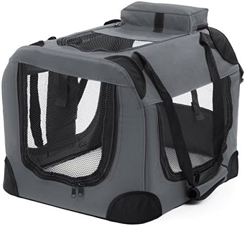 Pet Soft Cloth Crate Gray Cat Dog Carrier Foldable Training Kennel Portable Cage House - Small Size