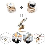 Moflycom Universal Magnetic 2 in 1 Premium Car Mount 360 Rotation Finger Ring Grip Magnetic Car Cell Phone Stand Holder for Any Size Smartphones [iPhone 6/6S/6 Plus/7/7 Plus,Samsung & More] Gold