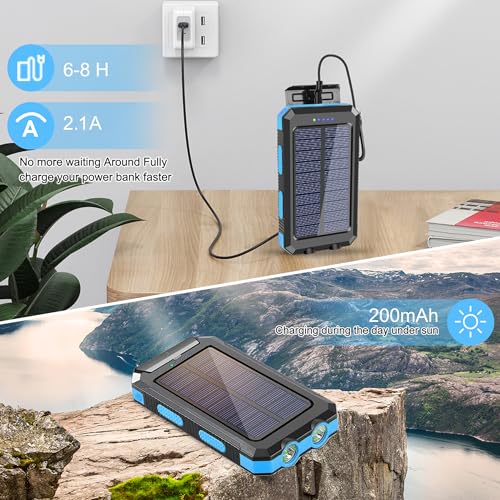 Solar Power Bank, YELOMIN 20000mAh Portable Outdoor Solar Charger