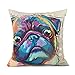 Redland Art Cute Pet Bulldog Dog Pattern Throw Pillow Covers Linen Cushion Cover Cases Pillowcases Sofa Home Decor 18”x 18”Inch 45cm