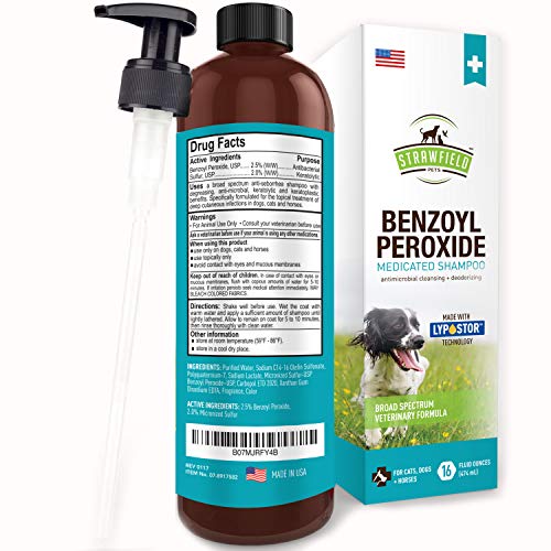 Benzoyl Peroxide Shampoo for Dogs, Cats, Sulfur 16 oz Medicated Dog