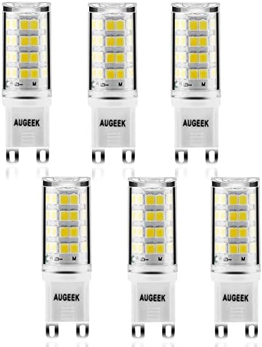G9 LED Bulbs, 40Watt Halogen Equivalent, 400LM, Daylight White (6000K), 360 degree Omni Beam Angle, Non Dimmable, G9 Base Daylight White Bulbs for Home Lighting by Augeek (Pack of 6)