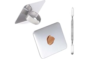 Makeup Mixing Palette, KissDate Makeup Spatula Palette with Foundation Spatula, Stainless Steel Makeup Palette Mixing Tray Nail Art Foundation