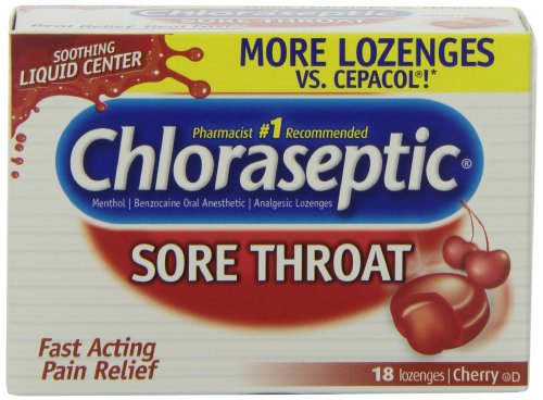 Choloraseptic Sore Throat 18 lozenges/Cherry,Soothing  (Pack of 6)