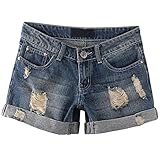 Happyyip Womens Vintage Low Waist Fringe Denim Shorts Jeans Vary Styles
