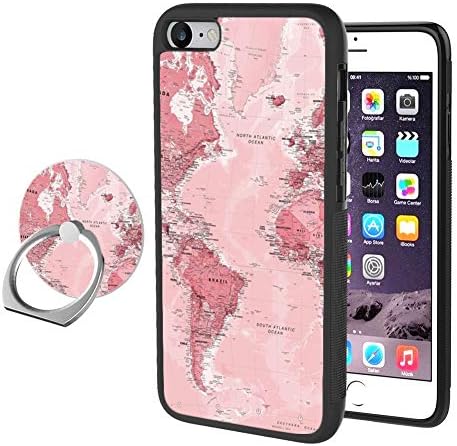 World Map iPhone 7 Plus 8 Plus Case with Ring Holder Stand TPU Rubber Case Only for iPhone 7 Plus 8 Plus