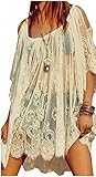 Hippie Boho People Embroidery Floral Lace Crochet Mini Party Dress Tops