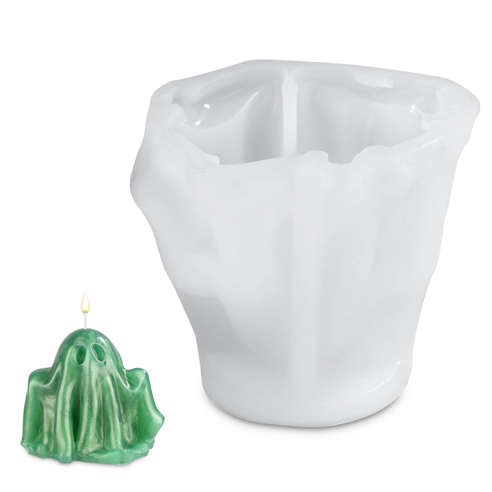 Halloween Candle Molds, Silicone Ghost Candle Moulds 3D Ghost Shape Molds for DIY Crafts Haunted House Wedding Party Decor Halloween Resin Stencil for Soap Candy Chocolate