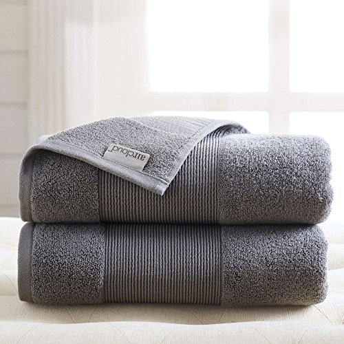 Amrapur Overseas Air Cloud 100-Percent Combed Cotton Oversized Bath Sheet Set, 2-Piece, Charcoal