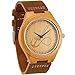 Men's Bamboo Wood Wrist Watches by Wonbee with Natural Cowhide Leather Strap and Anchor & Infinity Design,Brown,Packaged in a Box,Bonus 2 Wooden Bracelets