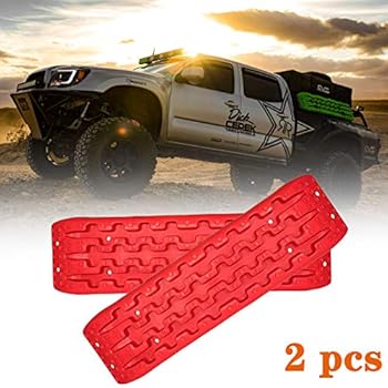 Recovery Traction Tracks Emergency Tool Big Size 2 Pcs Off-Road Mud Sand Snow Track Tire Ladder, Red