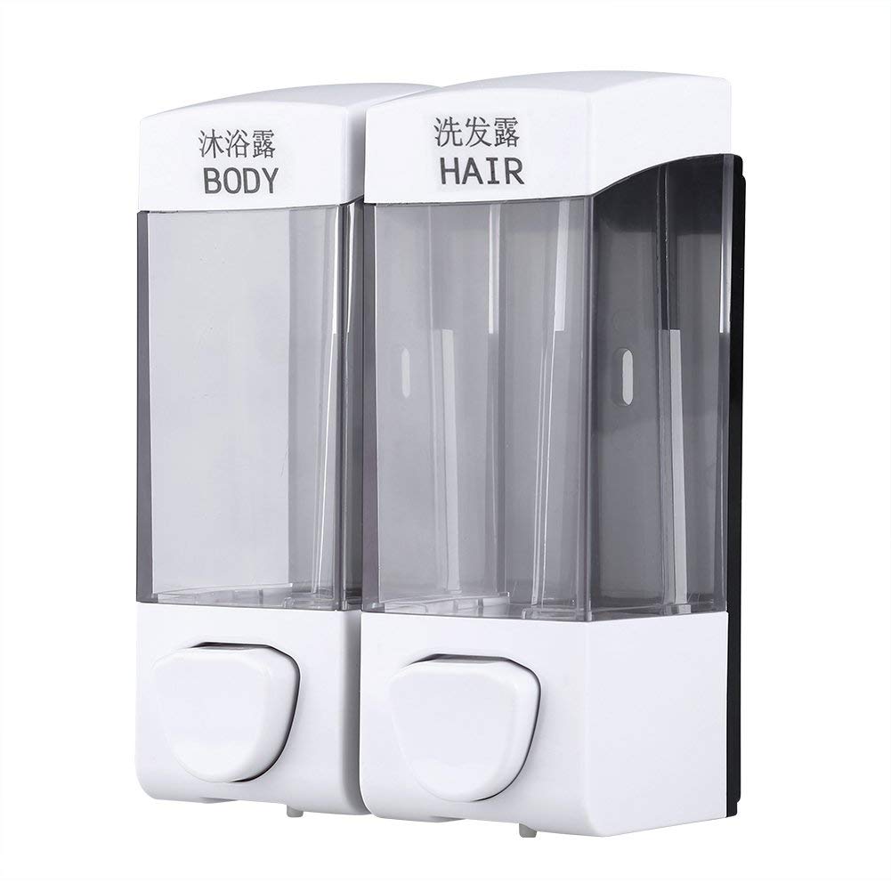 2x350ml Wall Mounted Shower Washing Bathroom Dispenser Shampoo Lotion Box