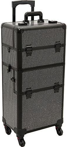Hiker Prime Dei Levraneri 2-In-1 Rolling Makeup Case Professional Nail Travel Organizer Box, Black Krystal, 22 Pound