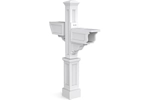 Mayne Signature Plus Mailbox Post with Newspaper Slot and Planter – Weather-Resistant, Durable Classic Design – Easy-to-Install Outdoor Mailbox Post