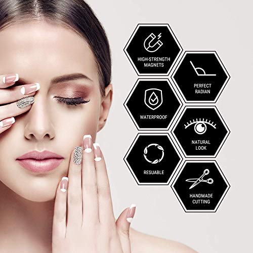 Magnetic Eyelashes, Magnetic Eyeliner and Lashes Kit Natural 5D Silk Magnet Eyelash For Full Eye No Glue Reusable And Handmade Soft Magnet False Eyelashes With Applicator By ZEKEE[3 Pairs] - Thumbnail 2
