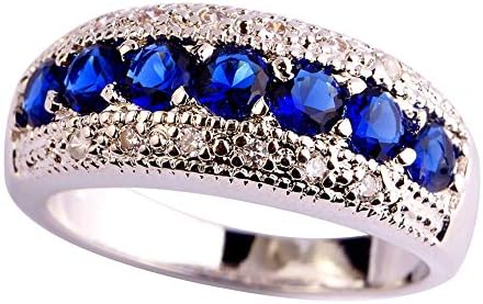 Emsione Women's 925 Sterling Silver Plated Round Created Pink Topaz & Amethyst Vintage Style Ring