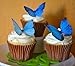 Sugar Robot Edible Butterflies for Cake Decorating- Large Size Butterfly Decorations - Cake Toppers and Cupcake Toppers - Made in the USA - Premium Crafted (Blue)