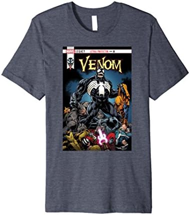 Mens Marvel Venom Lethal Pileup Comic Cover Premium T-Shirt Medium Heather Blue
