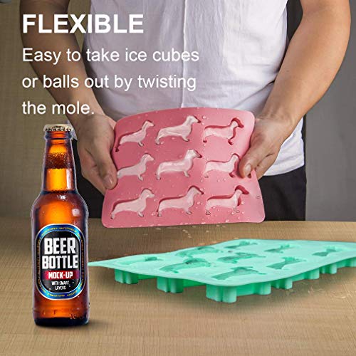 Ice Cube Trays, Mini Dachshund Dog Shape Silicone Ice Tray With 9 Ice