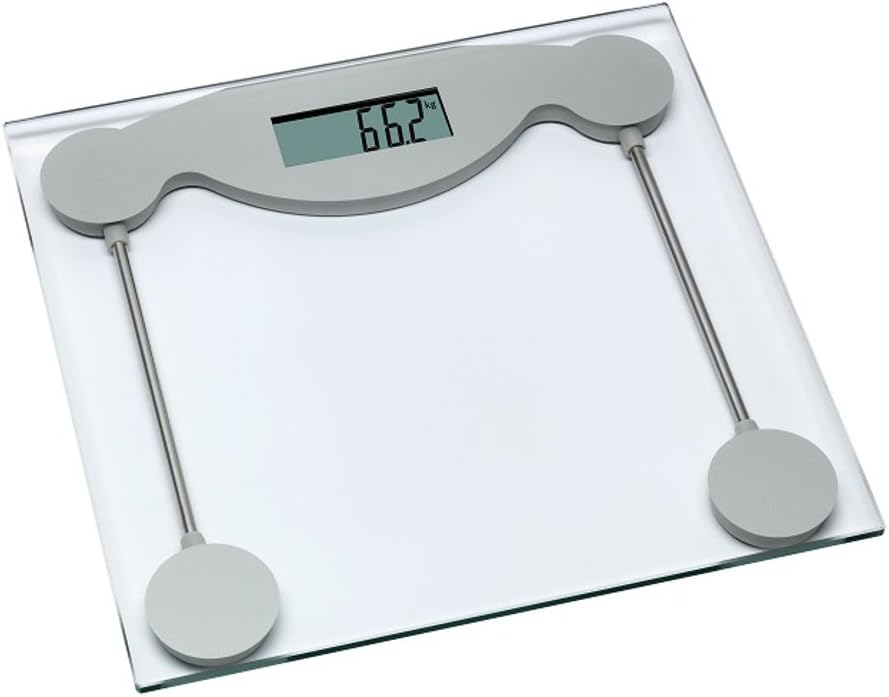TFA Dostmann Limbo 50.1005.54 Bathroom Scales with Tempered Glass Tread and Accurate Weighing Technology (DMS Sensors), Flat Design, Transparent/Silver