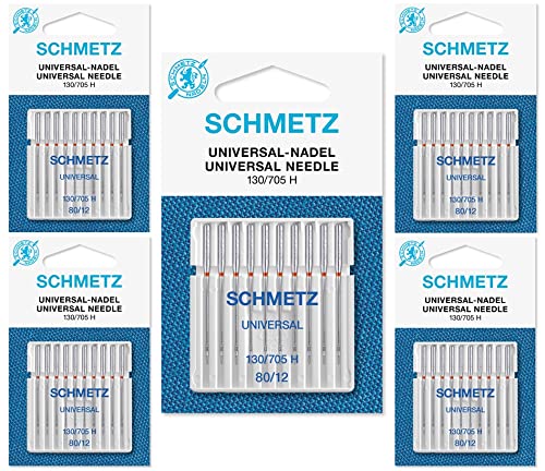 Schmetz Sewing Machine Needles - Universal (Regular), Size 80/12 - Deal: 5 Packets of 10 for the Price of 4! - Bulk Discount for Huge Saving!