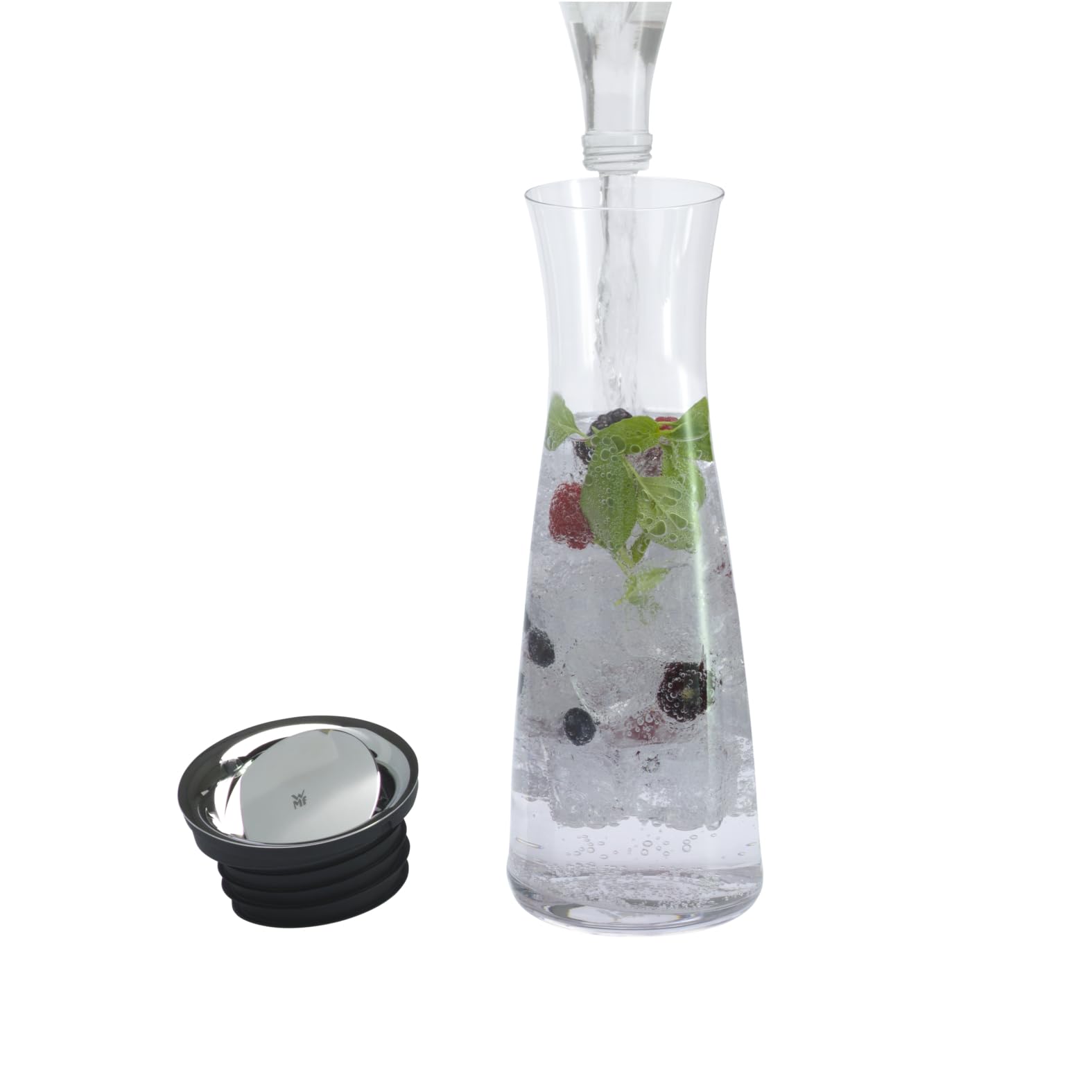 WMF Basic Wasserkaraffe aus Glas, 1 Liter, Glaskaraffe mit Deckel, Silikondeckel, CloseUp-Verschluss 7