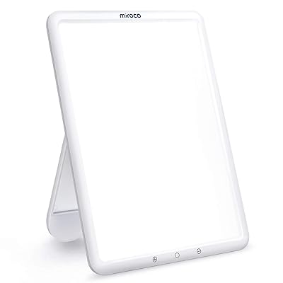 Miroco Light Therapy Lamp, UV-Free 10000 Lux LED Light, 90&deg; Rotatable Standing Bracket, Timer Function, Adjustable Brightness Levels, Touch Control, Memory Function