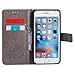 A-slim iPhone 6S Plus Wallet Case, (TM) Sun Pattern Embossed PU Leather Magnetic Flip Cover Card Holders & Hand Strap Wallet Purse Case for iPhone 6 Plus / 6S Plus [5.5 Inch] - Gray