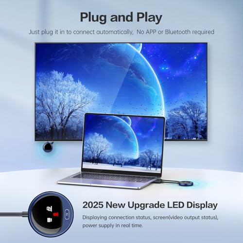 Wireless HDMI 4K, 5G Wireless HDMI Transmitter and Receiver with LED Display, 165FT/50M Wireless Extender for Streaming Audio and Video for Laptop, Box, Camera, PC to HDTV, Projector, Monitor