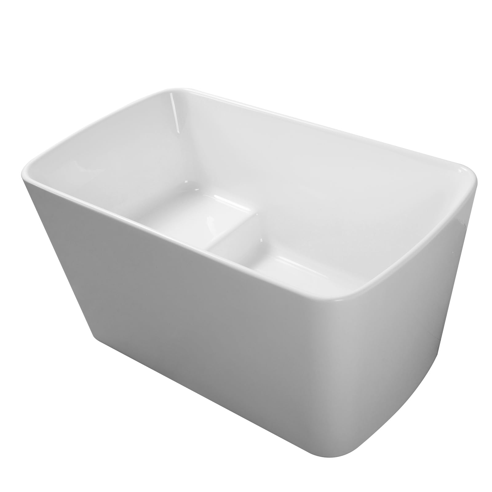 Photo 1 of **MAJOR DAMAGE**
49" Acrylic Freestanding Bathtub - Japanese Square Soaking Tub with Built-in Seat, Toe-Tap Drain & Overflow, Glossy White, Compact Space-Saving Bath for Bathrooms