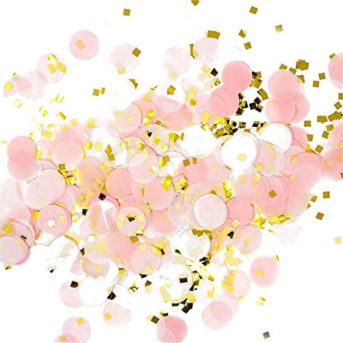 50G/Pack 1-Inch Round Tissue Paper Party Table Confetti - 50 Grams (Pink, White, Gold Mylar Flakes)