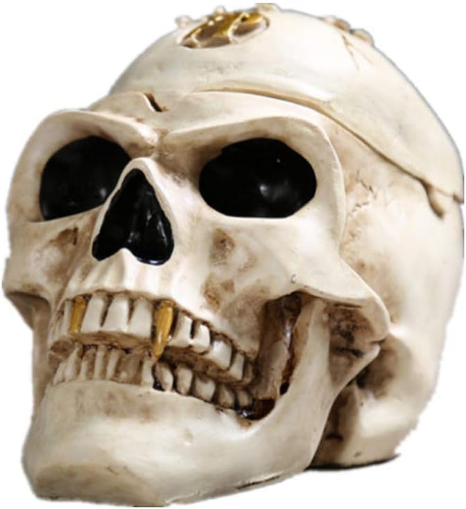 ALIXIN-Death Cenicero Gótico de Metal Con Diseño de Calavera Humana,de Resina,Decoración de Halloween,Cenicero Con Tapa,Figuras de Esqueletos Como Regalo de Decoración Para Fumadores.