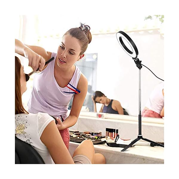 6 Zoll LED Ringlicht mit Stativ Ständer, Dimmbarer Ringleuchte mit 127CM Einstellbarem Stickständer Selfie Livestream… – Bild 8