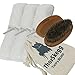 Best Beard Grooming Kit From ThorSkegg Man-Sized 14" x 14" White Bamboo Washcloths At-Home Hot Towel Treatment 100% Natural Boar Bristle Hair Brush Bamboo Wooden Comb For All Beard Styles - White