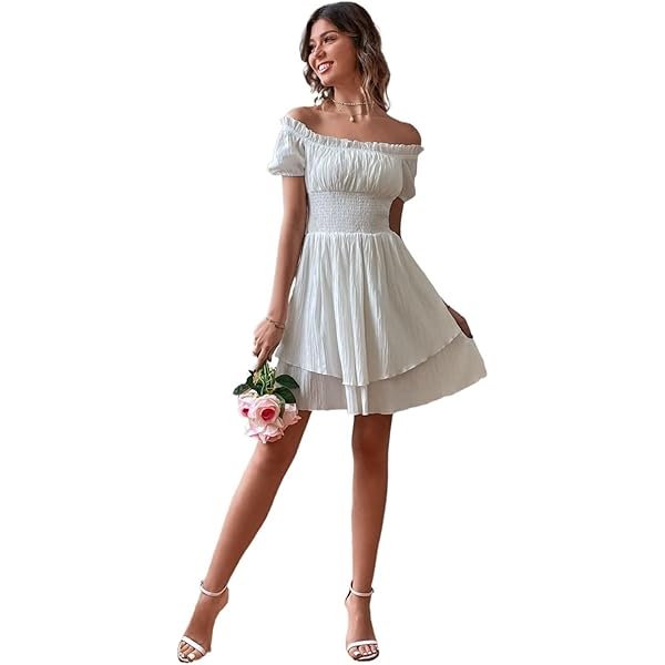 METOES Women's Summer Short Sleeve Short Dress Off Shoulder METOES Women's Summer Short Sleeve Short Dress Off Shoulder