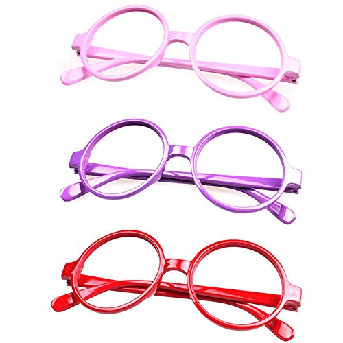 Set of 3 FancyG® Retro Geek Nerd Style Round Shape Glass Frame NO LENSES SET111
