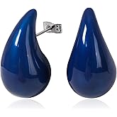 TaYolnFaSo 925 Sterling Silver Natural Stone Teardrop Earrings/ 18K Gold Plated Stainless Steel Colorful Enamel Teardrop Earring Jewelry Birthday Valentine's Day Gift for Women