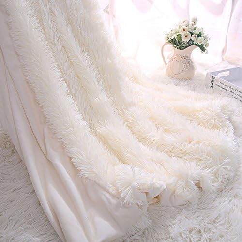 everso soft blanket bedspread, 130 cm x 160 cm, microfibre faux fur White